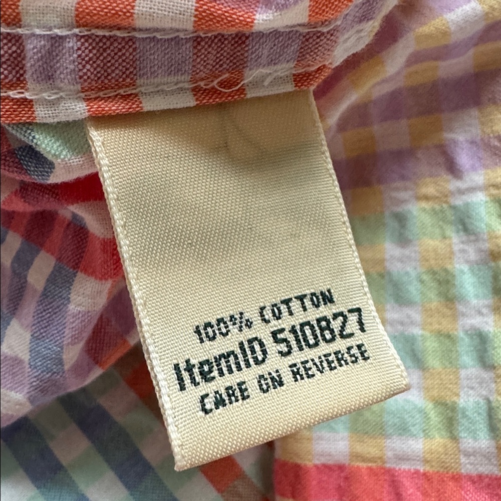 L.L. Bean | 100% Cotton Seersucker Short Sleeve Button Up in Colorful Plaid | S - Picture 7 of 8
